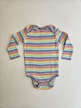 Primary Rainbow Stripe Organic Cotton Long Sleeve Baby Bodysuit